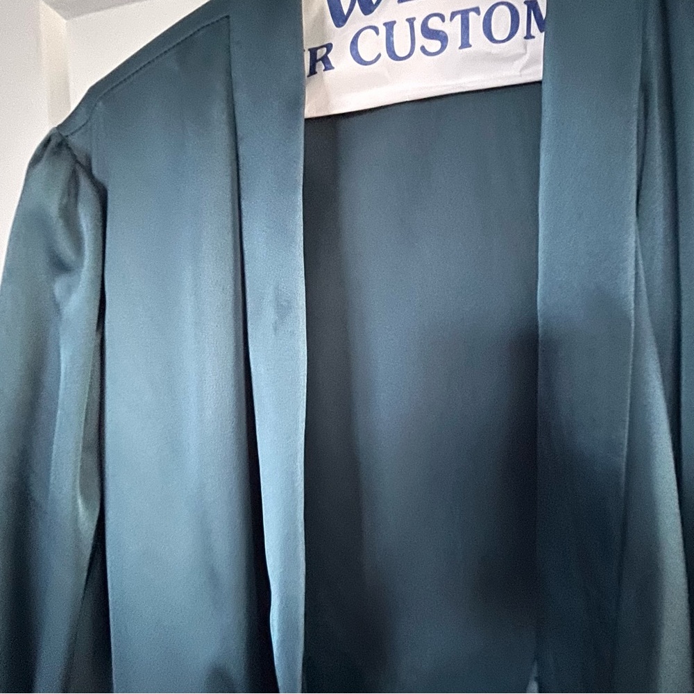 Eloquii Teal Long Sleeve Wrap Dress with pearl buttons - Picture 9 of 10